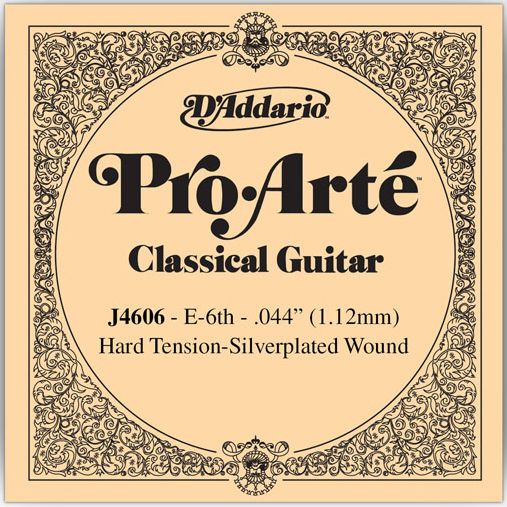D'Addario Pro Arte Single Classical Guitar Strings - Hard Tension J4606 Hard E 6th