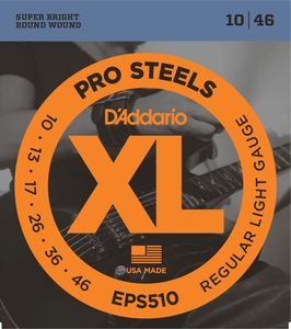 D'Addario ProSteels Round Wound Electric Guitar Strings EPS510 Light 10-46