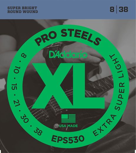 D'Addario ProSteels Round Wound Electric Guitar Strings EPS530 Extra Super Light 8-38