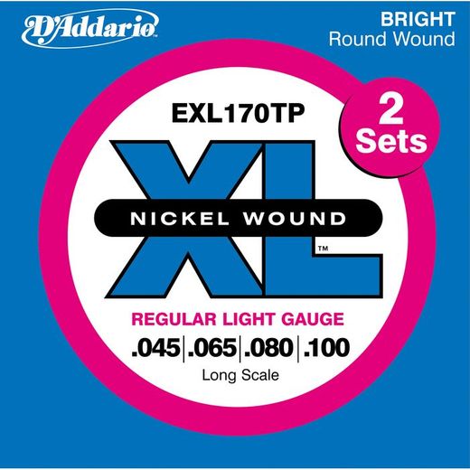 D'Addario EXL Nickel Wound Electric Bass Strings - Twin Pack (2 Sets)