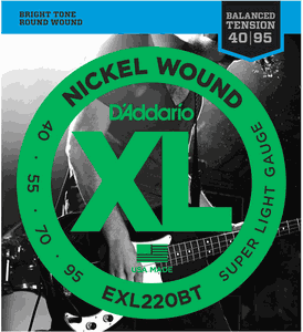D'Addario XL Balanced Tension Nickel Wound Electric Bass Strings EXL220BT Long Scale 40-95