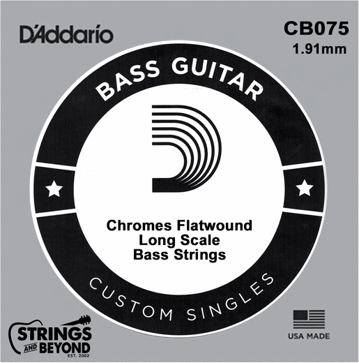 D'Addario XL Chromes Flat Wound Bass Single Strings CB075