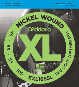 D'Addario XL Nickel Wound Electric Bass Strings EXL165SL Super Long Scale 45-105