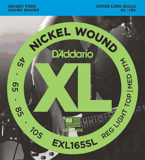 D'Addario XL Nickel Wound Electric Bass Strings EXL165SL Super Long Scale 45-105