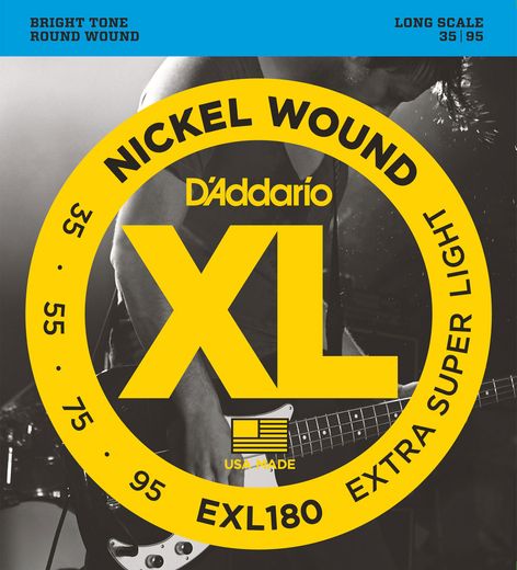 D'Addario XL Nickel Wound Electric Bass Strings EXL180 Long Scale 35-95
