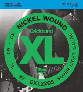 D'Addario XL Nickel Wound Electric Bass Strings EXL220S Short Scale 40-95
