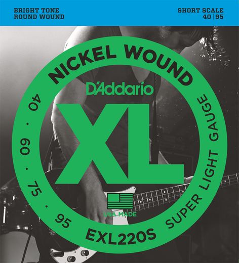D'Addario XL Nickel Wound Electric Bass Strings EXL220S Short Scale 40-95