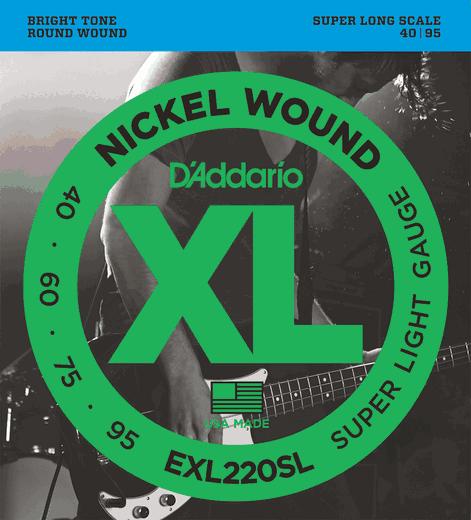 D'Addario XL Nickel Wound Electric Bass Strings EXL220SL Super Long Scale 40-95