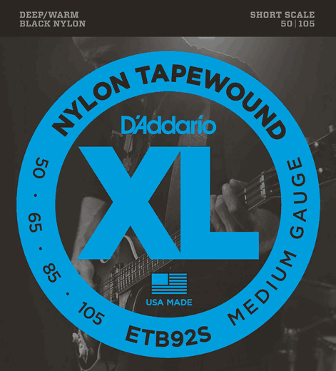 D'Addario XL Nylon Tapewound ETB92 Bass Guitar Strings Medium 50-105 ETB92S Short Scale 50-105