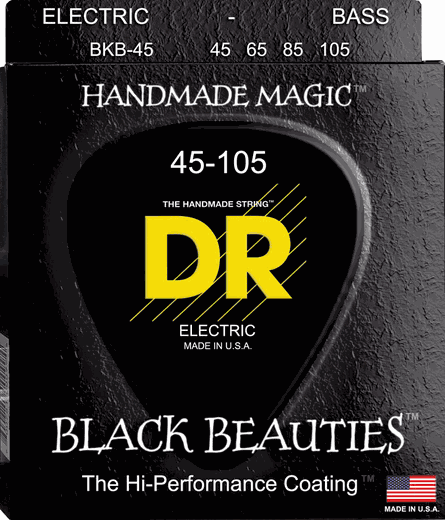 DR Black Beauties Coated Bass Guitar Strings BKB-45 Medium 45-105