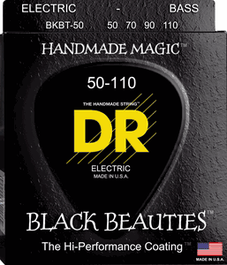 DR Black Beauties Coated Bass Guitar Strings BKBT-50 Hvy Tapered 50-110