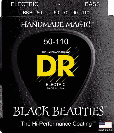 DR Black Beauties Coated Bass Guitar Strings BKBT-50 Hvy Tapered 50-110