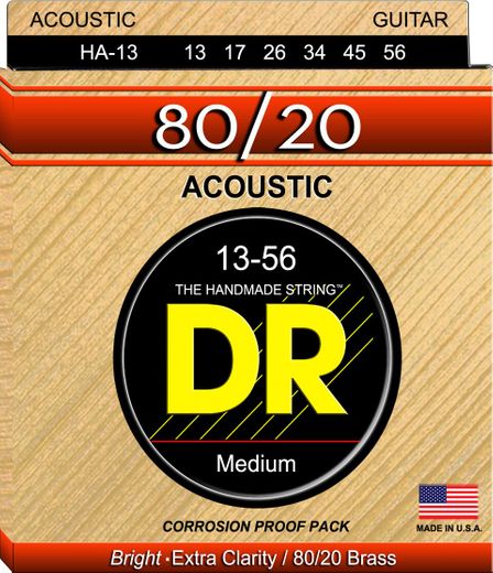 DR Hi-Beam 80/20 Bronze Acoustic Guitar Strings HA-13 Heavy 13-56