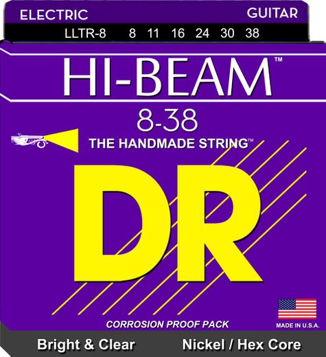 DR Hi-Beam Nickel Plated Electric Guitar Strings LLTR-8 X-Lite 8-38
