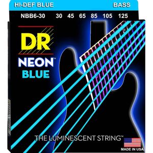 DR Hi-Def Neon Blue K3 Coated Electric Bass Strings NBB6-30 Med 6s 30-125