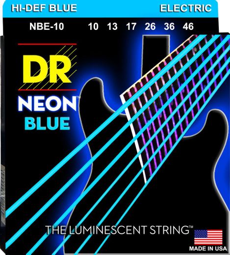 DR Hi-Def Neon Blue K3 Coated Electric Guitar Strings NBE-10 Medium 10-46