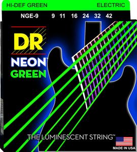 DR Hi-Def Neon Green K3 Coated Nickel Plated Electric Guitar Strings NGE-9 Lite 9-42