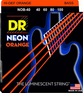 DR Hi-Def Neon Orange K3 Coated Electric Bass Strings NOB-40 Lite 40-100