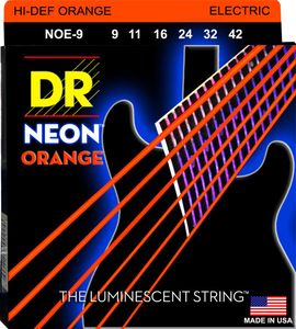 DR Hi-Def Neon Orange K3 Coated Nickel Plated Electric Guitar Strings NOE-9 Lite 9-42