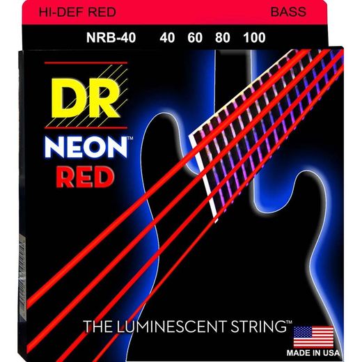 DR Hi-Def Neon Red K3 Coated Electric Bass Strings