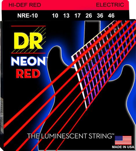 DR Hi-Def Neon Red K3 Coated Electric Guitar Strings NRE-10 Medium 10-46