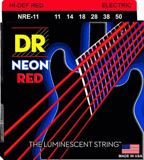 DR Hi-Def Neon Red K3 Coated Electric Guitar Strings NRE-11 Heavy 11-50