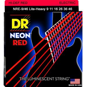 DR Hi-Def Neon Red K3 Coated Electric Guitar Strings NRE-9/46 Lite-Heavy 9-46