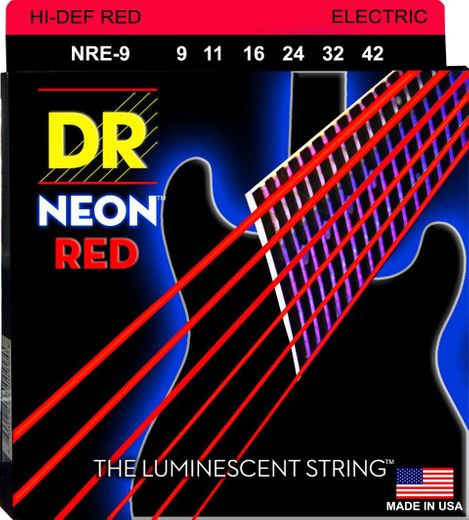DR Hi-Def Neon Red K3 Coated Electric Guitar Strings NRE-9 Lite 9-42