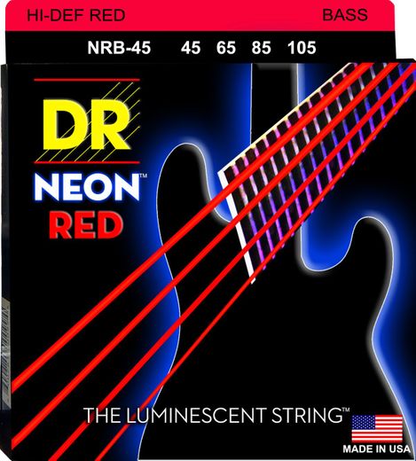 DR Hi-Def Neon Red K3 Coated Nickel Plated Bass Guitar Strings NRB-45 4 String 45-105 Med