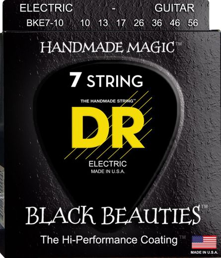 DR K3 Black Beauties Coated Electric Guitar Strings BKE7-10 7 Str Med 10-56