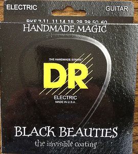 DR K3 Black Beauties Coated Electric Guitar Strings BKE7-11 7 Str X-Hvy 11-60
