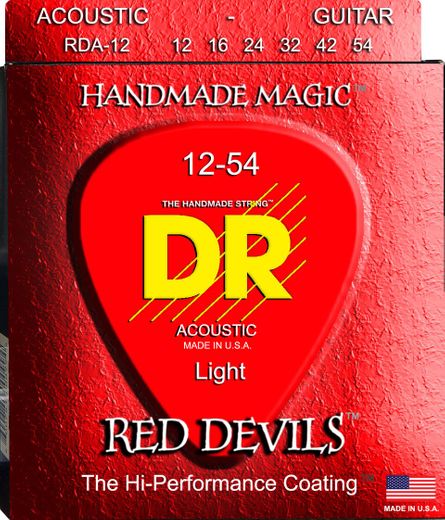 DR K3 Red Devils Coated Acoustic Guitar Strings RDA-12 Medium 12-54