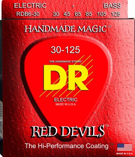 DR K3 Red Devils Coated Electric Bass Strings RDB6-30 Med 6s 30-125