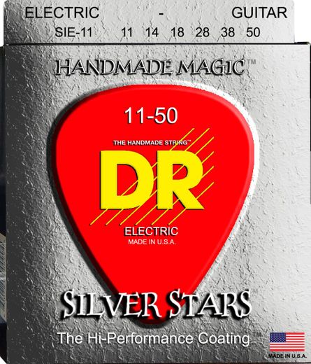 DR K3 Silver Stars Coated Electric Guitar Strings SIE-11 Heavy 11-50