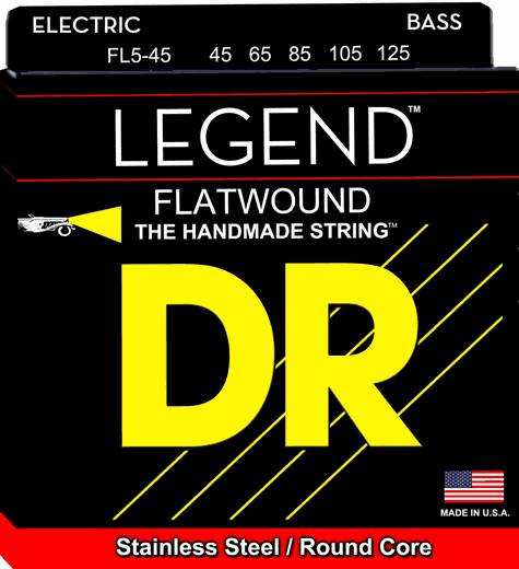 DR Legend Hi-Beam Flats Flatwound Bass Strings FL5-45 Med 5s 45-125