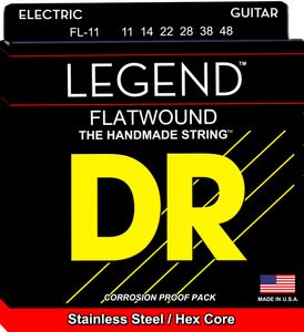 DR Legend Polished Flat Wound Electric Guitar Strings FL-11 Med-Lite 11-48