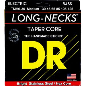 DR Long Necks Tapered Stainless Steel Bass Strings TMH6-30 Med 6s 30-125