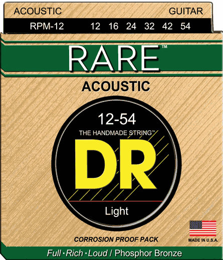 DR Rare Phosphor Bronze Acoustic Guitar Strings RPM-12 Light 12-54