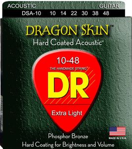 DR Strings Dragonskin K3 Coated Acoustic Guitar Strings DSA-10 Extra Light 10-48