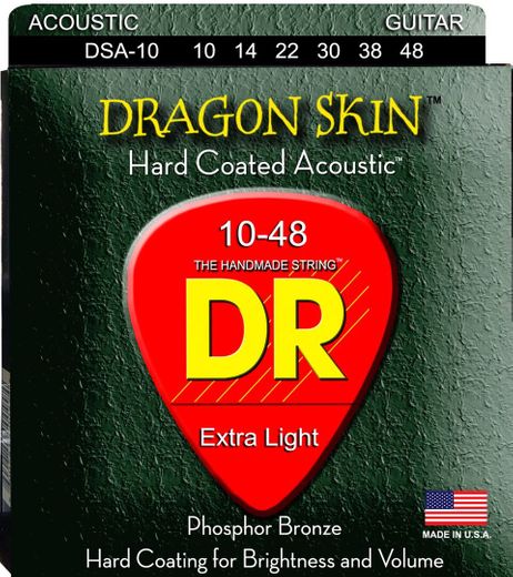 DR Strings Dragonskin K3 Coated Acoustic Guitar Strings DSA-10 Extra Light 10-48