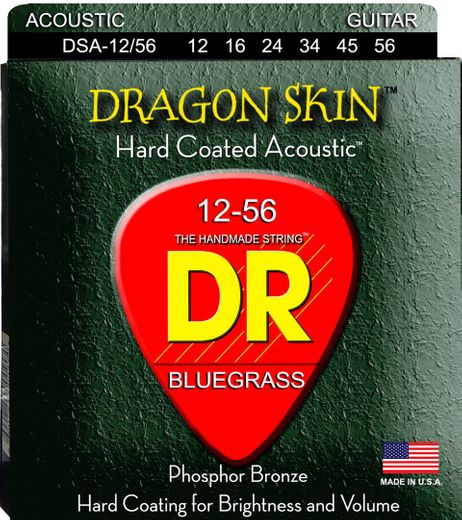 DR Strings Dragonskin K3 Coated Acoustic Guitar Strings DSA-12/56 Bluegrass 12-56