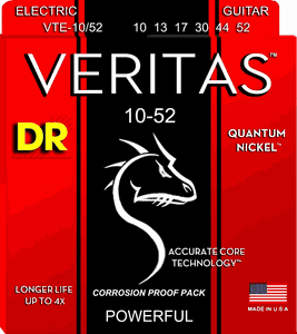 DR Veritas Quantum Nickel Round Core Electric Guitar Strings VTE-10/52 Big n Heavy 10-52