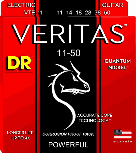 DR Veritas Quantum Nickel Round Core Electric Guitar Strings VTE-11 Heavy 11-50