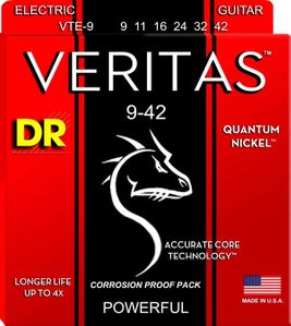 DR Veritas Quantum Nickel Round Core Electric Guitar Strings VTE-9 Light 9-42