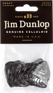 Dunlop Black Pearl Celluloid Standard Guitar Picks Heavy 12 Pack