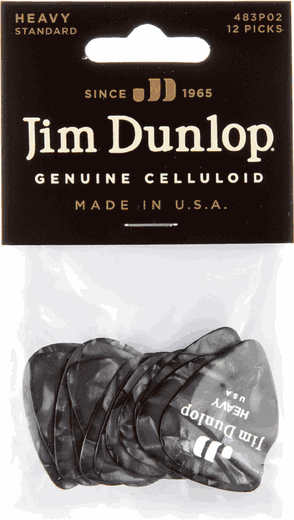 Dunlop Black Pearl Celluloid Standard Guitar Picks Heavy 12 Pack