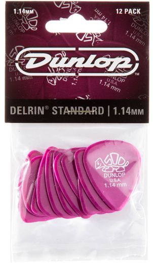 Dunlop Delrin 500 Guitar Picks  Magenta 1.14mm 12 Pack