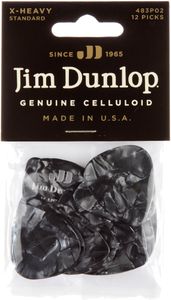 Dunlop Genuine Celluloid Classic Guitar Picks Extra Heavy Black Pearl 12 Pack