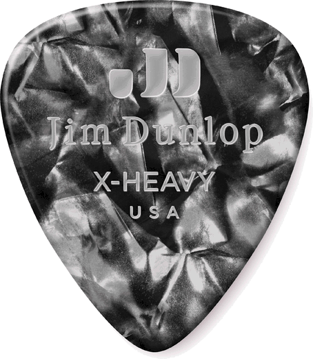 Dunlop Genuine Celluloid Classic Guitar Picks Extra Heavy Black Pearl 72 Refill Bag