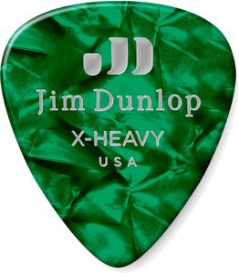 Dunlop Genuine Celluloid Classic Guitar Picks Extra Heavy Green Pearl 72 Refill Bag